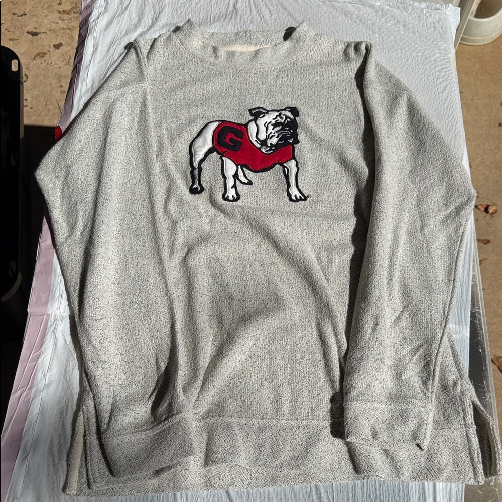 Gray Bulldog Embroidered Women's Sweater